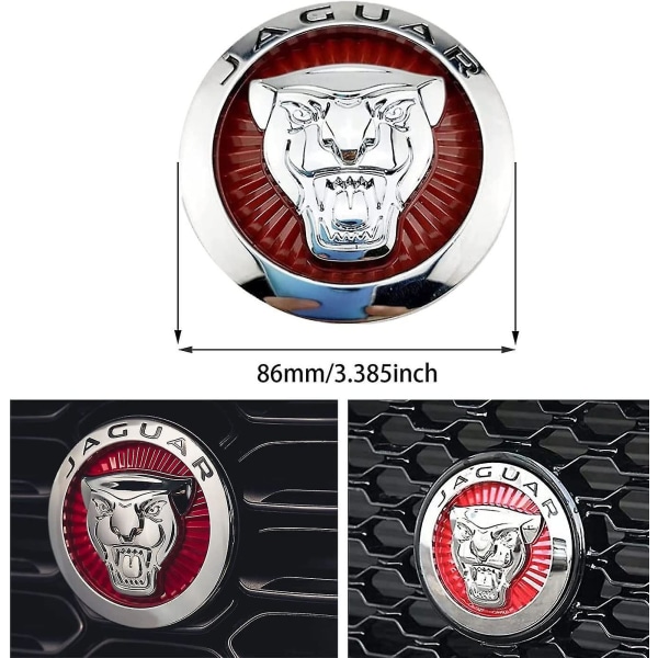 3,38 tum främre mittgalleremblem passar Jaguar Xf, märkesdekal för Xf-dekalemblem (röd)
