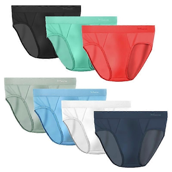 Pakkauksia Miesten Saumattomat Alushousut Jääsilkki Seksikkäät Läpinäkyvät Alushousut Shortsit Erittäin Ohuet Mini Bikinialushousut 7 Packs L