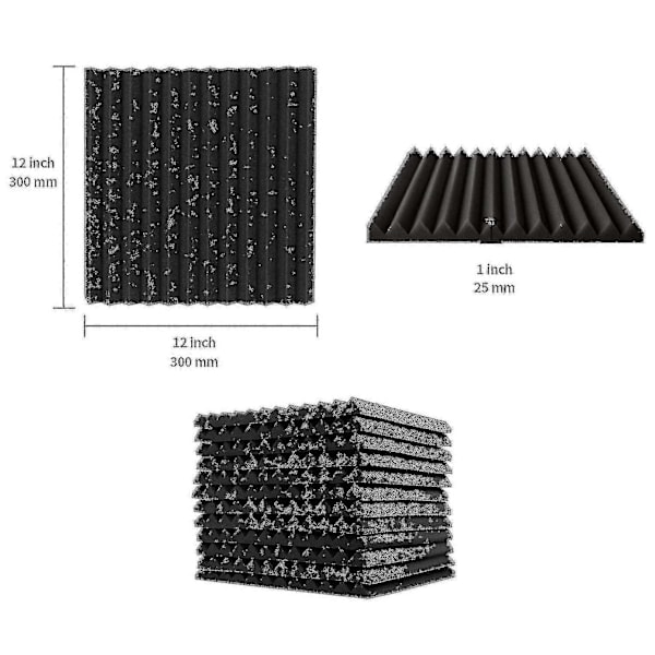 Akustikskumplattor 24-pack 1 X 12 X 12 tum Inspelnings Tak