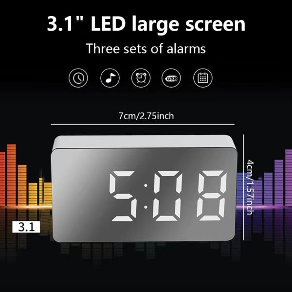 LED digital klocka Skrivbord Elektroniska dekorationer Klockor Vit-ab White