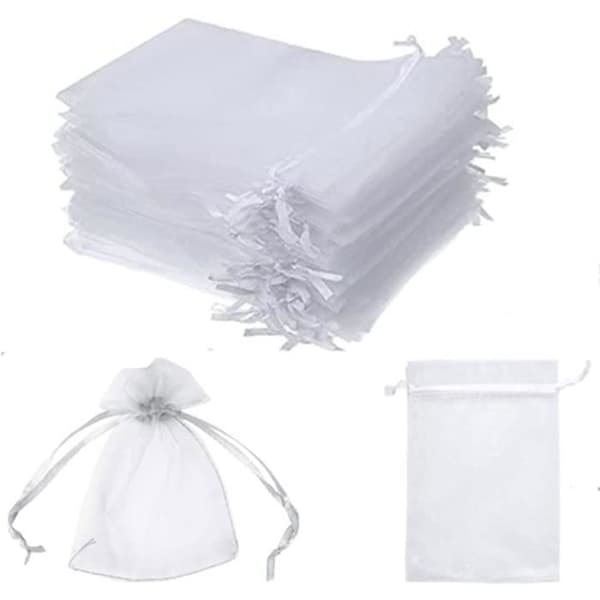 Organzapåsar - EINNENFFER - 100 st - 10x15 cm - Vit - Bröllopspåse för smycken