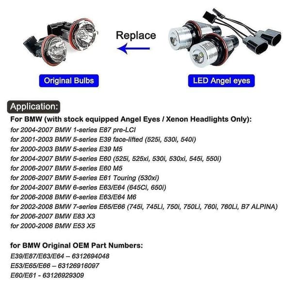2 LED-polttimon pakkaus malleihin E39, E53, E60, E61, E63, E64, E65, E66, E87, 525i, 530i, Xi, 545i, M5, keltainen