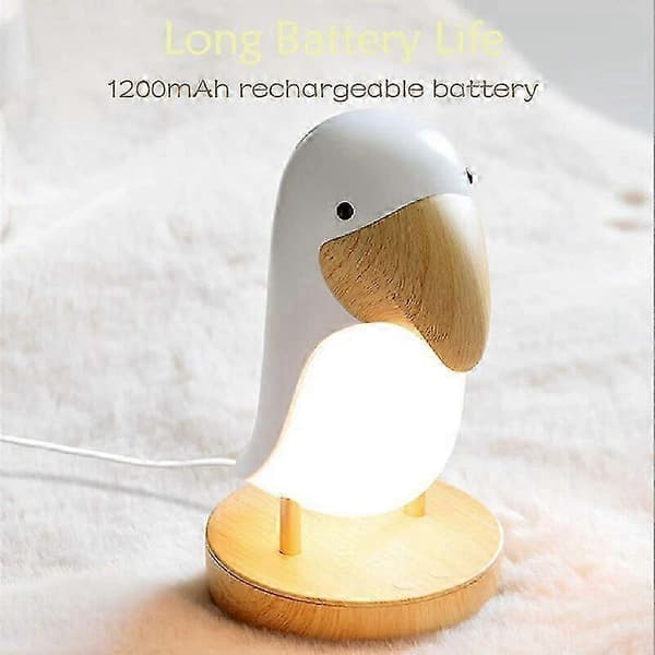 Nattlys for barn, Bluetooth LED-bordlampe, oppladbar neshornfugldesign - Hvit Basic
