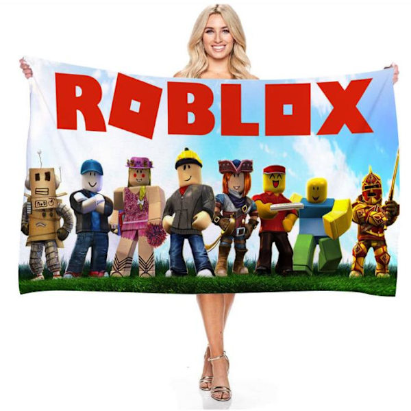 Roblox Peli Uimapyyhe Lapsille ja Aikuisten, Rantapyyhe, Mikrokuitu Uima-allaspyyhe, 70 x 150 cm, Lahja A A 75*150cm