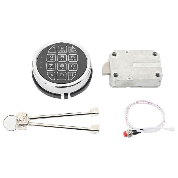 Ersättning Elektronisk Säkerhetsskåpslås med Solenoidlås & 2 Nödnycklar, Krom Keypad Säkerhet Firepro