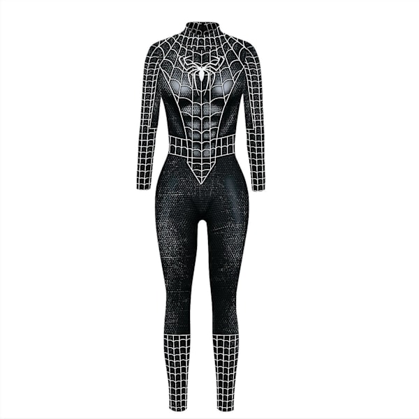 Seksikäs Bodysuit Musta Hämähäkkinaisen Spandex-Hyppyasu Halloween Cosplay Naisten Super Sankari Puku Hyppyasu Hyppyasu Jumpsuit L