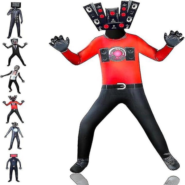 Halloween Skibidi Toalettspel Rollspelskostym Toalettman Cosplay Jumpsuit 190cm sound man mask