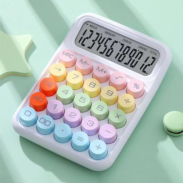 Kalkylator i färgversion Enkel och fräsch Kontorskalkylator Vit