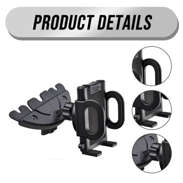 Universal roterende bil CD-slot holder, prompt holder til iPhone, mobiltelefon