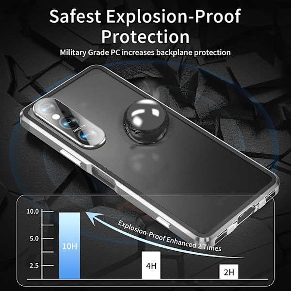 Kirkas suojakotelo Sony Xperia 1 VI -puhelimelle, karkaistu lasi + metalli + PC-takakansi, magneettinen - Musta Multicolor Silver