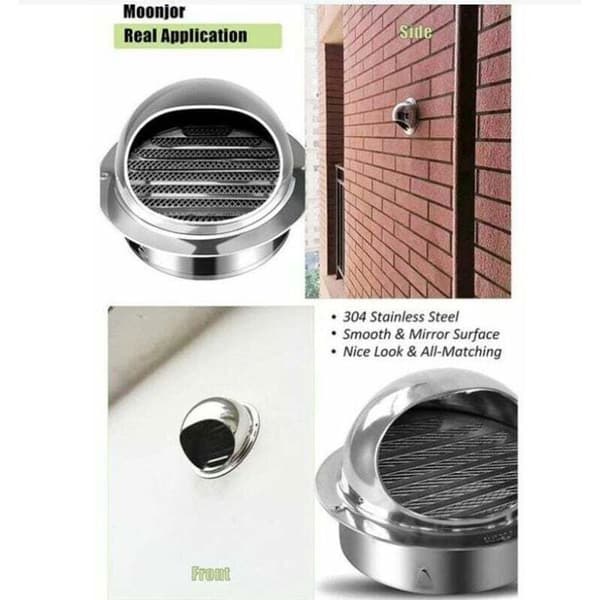 Rund ventilationsrist - ZOR® - 120 mm - 304 rustfrit stål - Rustbestandig - Til emhætter