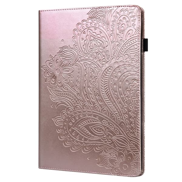 [KK] Compatible with Samsung Compatible with Galaxy Tab A9+ / A11+ Embossed Leather Case with Peacock Pattern Roséguld