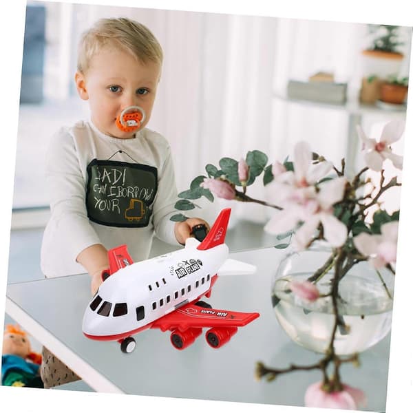 Flygplan för småbarn, flygplansleksak för tidig utbildning, plast, röd