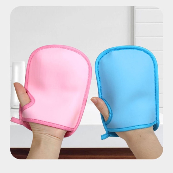 2st Supermjuk exfolierande badhandske, exfolierande duschhandske för baby, dubbelsidig exfolierande handske för kroppen smärtfri för hud pink-green 2pcs