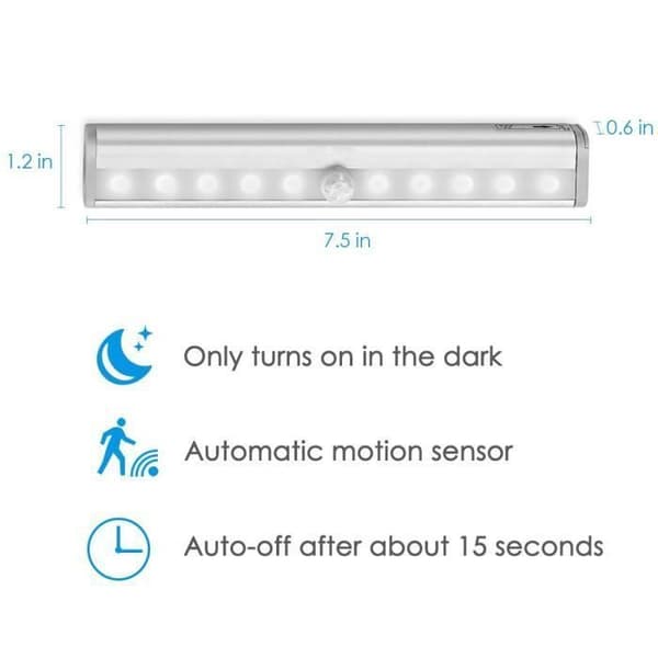 Bevegelsessensorlys - 10 LED - USB oppladbart - 200 lumen - 500mAh - Innendørs