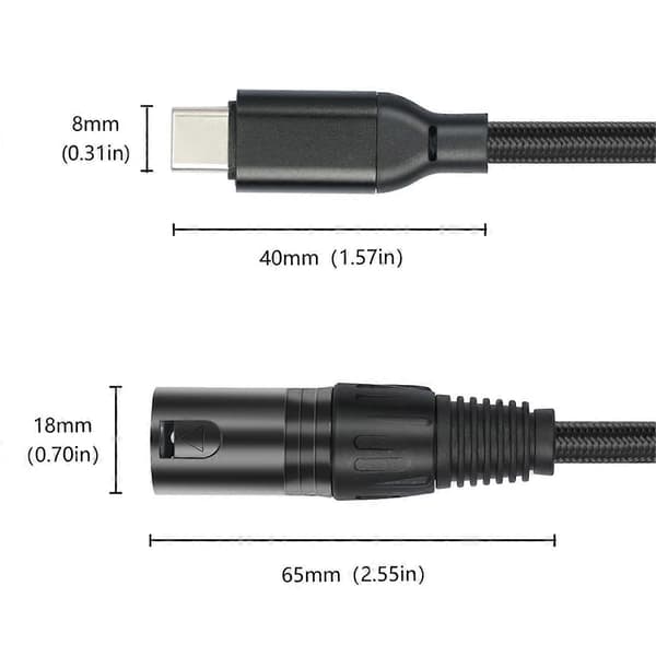 USB C til XLR kabel, 2 m XLR han til USB C konverter adapter