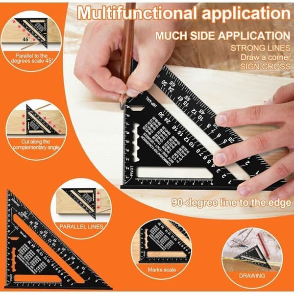 Vinkelmåler - ZOR® - Høj præcision - Multifunktionel - Aluminium - Mat sort - Robust og holdbar