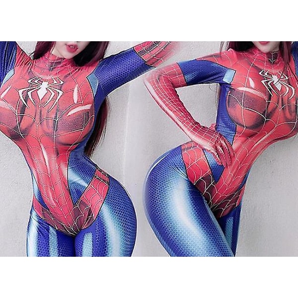 Spiderman Cosplay Kostume Til Kvinder Halloween Påske Ed red M