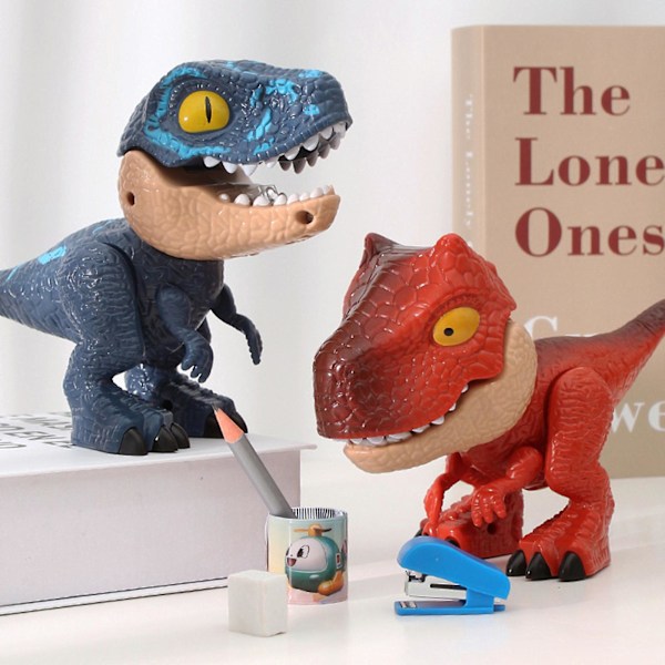 1 Kreativ Dinosaur Legetøjsmodel Multifunktionel Grundskole Skrivemateriale Inkluderet Lineal, Blyant, Blyantspidser, Bindingsmaskine, Viskelæder orange