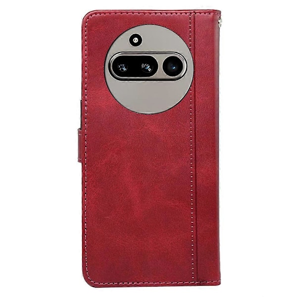 Nothing Phone (3a) -kotelolle vasikannahka tekstuurilla, nahkainen jalustallinen kirjatyylinen puhelinkotelo - Musta Multicolor Red