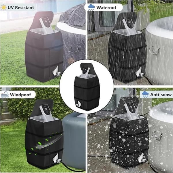 Vattentätt överdrag för spavärmepump 43×38×54 cm - 600D polyester, grå