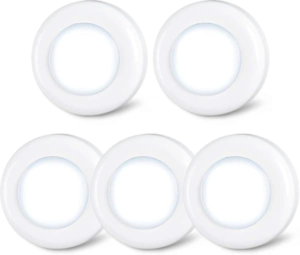 6 stk. Tryklys Mini Touch Tryk Spotlys Indendørs Bærbare LED Pucklys Batteridrevne til Underskabe White