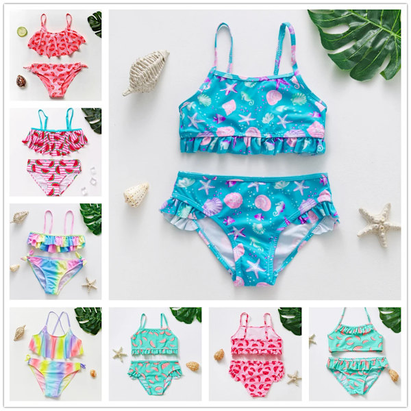 2~12Y Flickor Badkläder Tvådelad Flickor Baddräkt Hög Kvalitet Set Biquini Infantil Härlig Barn Strandkläder-ST108MIX ST216 vit ST216 white 3-4Years