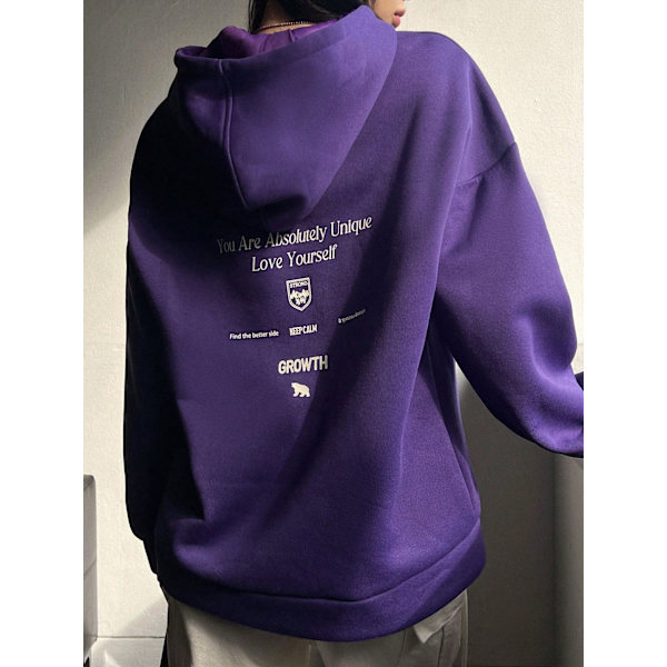 Dazy Slogan Grafisk Drop Shoulder Dragsko Lila Purple L