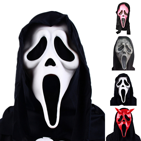 Läskig Film Skrik Latex Mask Vuxen Halloween Maskeradklädsel Cosplay Kostym Rekvisita Halloween Mask White