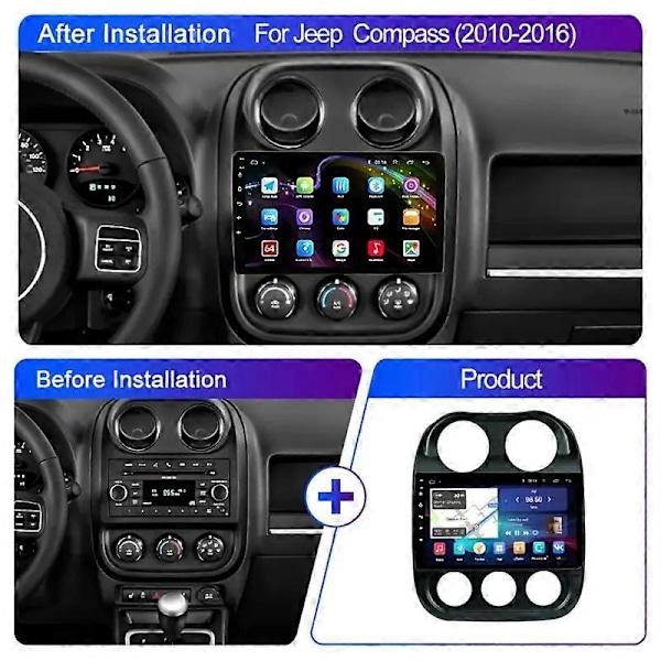 Android 14 Bilradio Til Jeep Compass 1 MK 2009 - 2015 Auto Multimedia Afspiller Stereo Wifi 4Core 2+32 with carplay