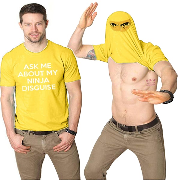 Ninja Naamio T-paita Karate Kamppailulajit Tee Toppi - Lapsi & Aikuinen Keltainen Yellow 4XL