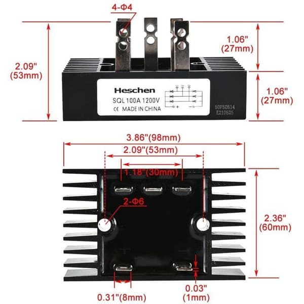 SQL-100A 100A 5-terminal trefaset brokretterdiode modul