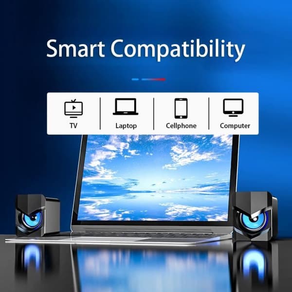 1,5\" - Sort Opgradering - LED Højttaler til Stationær Computer, PC Højttaler, Boombox, Sonos
