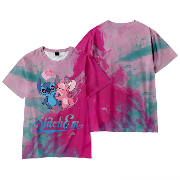 Lilo og Stitch 3D Tegneserie Trykt T-skjorte for Barn Casual Korte Ermer Tees H H 9-10 Years