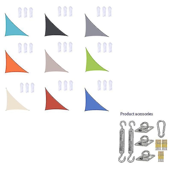 3x3x4,3m/4x4x5,7m/5x5x7,1m Vattentät Sol Segel Triangel För Trädgård Uteplats Utomhus Markiser Tak Pool Markis Camping Accessory Fixing Kit 3x3x4.3m