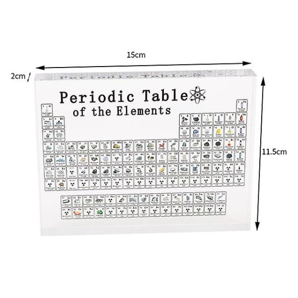 Periodiska tabelldisplay i akryl med riktiga element Barnundervisning Skoldag Födelsedagspresent Kemiskt element Hem Skoldekoration