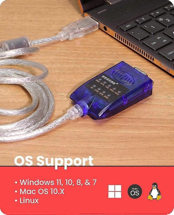 USB til RS-232 seriel adapter med LED-indikatorer FTDI-chipsæt til Windows