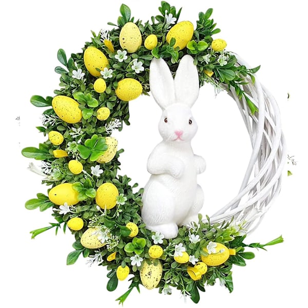 2D PääsiäisWreath Ovikoriste Perhonen Muna Kausikevät Juhlat Garland Koriste Props Yellow Rabbit