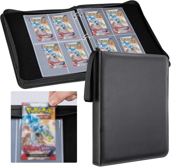 Booster Pack -kansio, johon mahtuu 48 Booster Packia, 4-taskuinen Booster Pack -pidike 12 taskulla, näytönsuoja