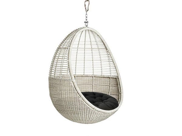 80 cm pyöreä munatuolin pehmuste keinutuolin pehmuste Papasan-pehmuste - Musta