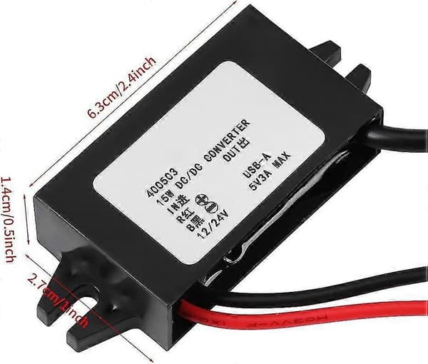 12v/24v til USB 5v 3a Step Down Adapter Omformer Vanntett Omformer Kabel Omformere
