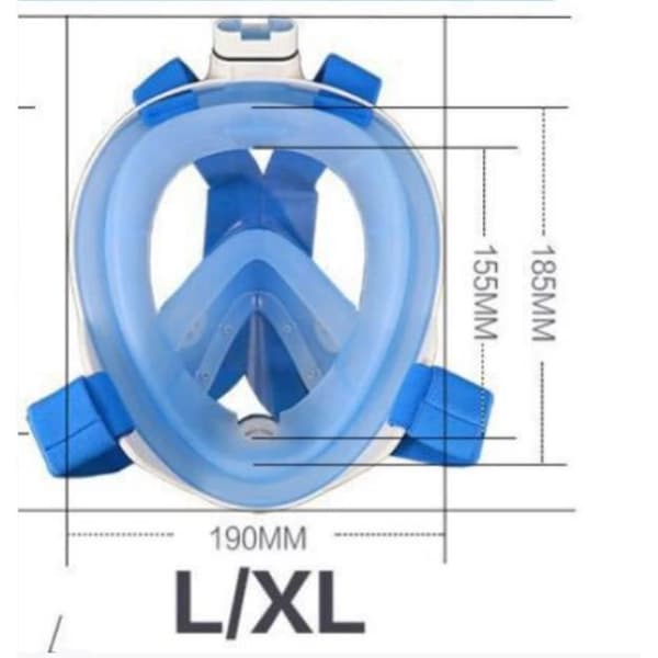 Heldykkermaske, Seaview Dykkerbrille til voksne og børn (sort) Størrelse L/XL