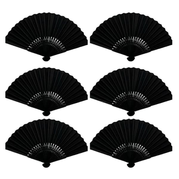 6-pak traditionelle foldehåndblæsere, blanke designs til tilpasset kunst, bryllupsgave, danseforestillinger, sommerbrug B