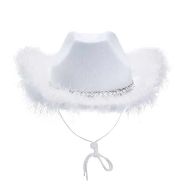 Naisten Tiara Cowboy-hattu Western Party Hat Accessories Disco-asu Cowboy-hattu Valkoinen