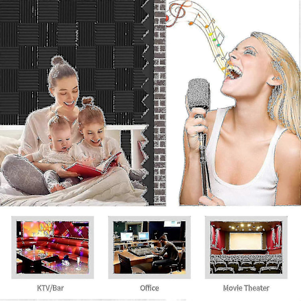 Akustikskumplattor 24-pack 1 X 12 X 12 tum Inspelnings Tak