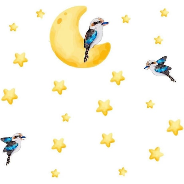 Kookaburra Väggdekor Måne och Stjärnmönster Dekor Tecknad Vägg DIY Heminredning för Barnrum Vardagsrum Sovrum Barnkammare Klassrum Väggdekor