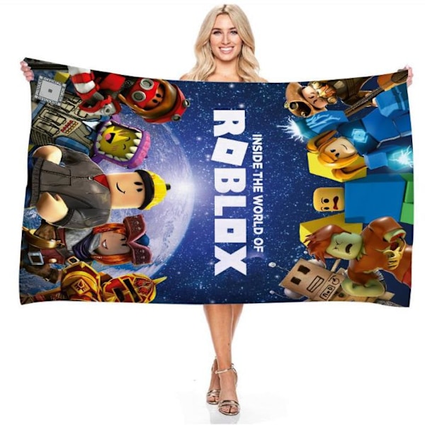 Roblox Peli Uimapyyhe Lapsille ja Aikuisten, Rantapyyhe, Mikrokuitu Uima-allaspyyhe, 70x150cm, Lahja D D 75*150cm