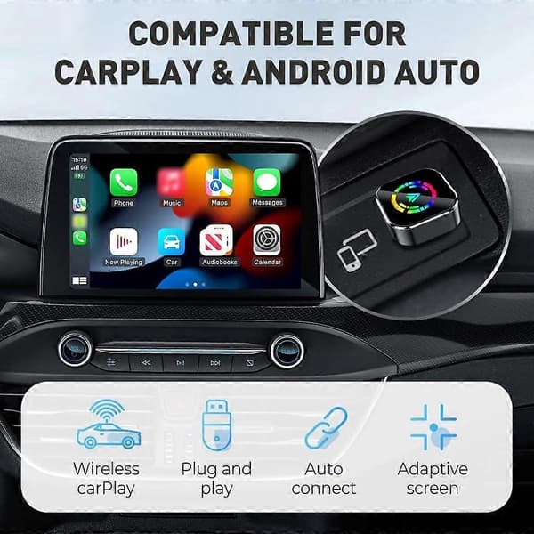 2025 Nyeste Trådløs CarPlay-adapter for iPhone Android, 2025 Oppgradert Mini USB