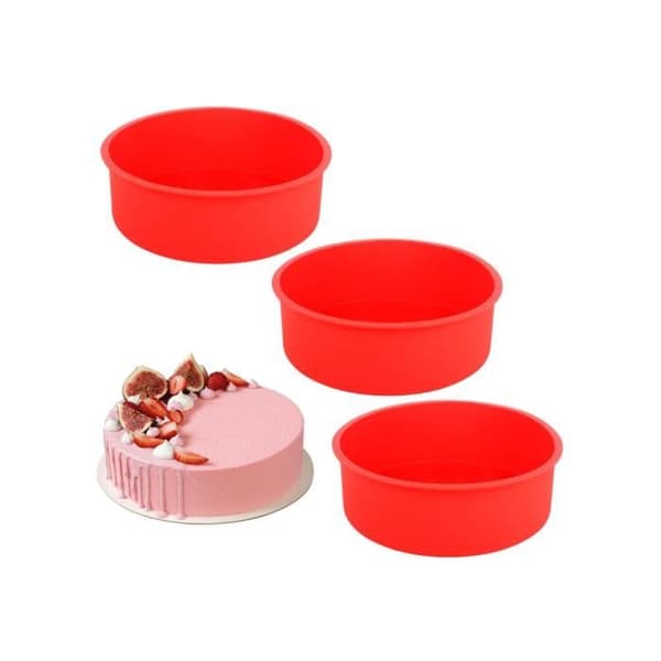 3 STK Rund Silikon Kakeform 16,5 cm, Lagkakeform, Rund Non-Stick Silikon Bakeform - fy