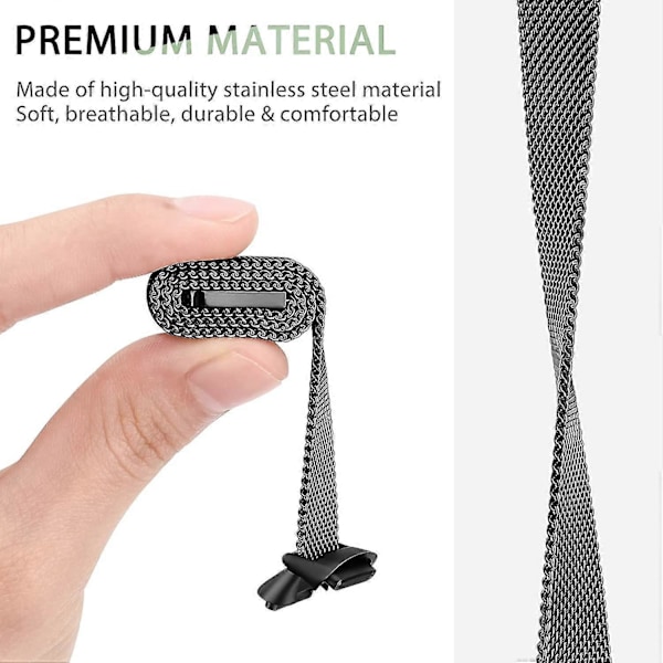 Rustfrit stål mesh loop justerbar udskiftningsrem til Fitbit Luxe/Luxe Special Edition fitness tracker kvinder mænd Black